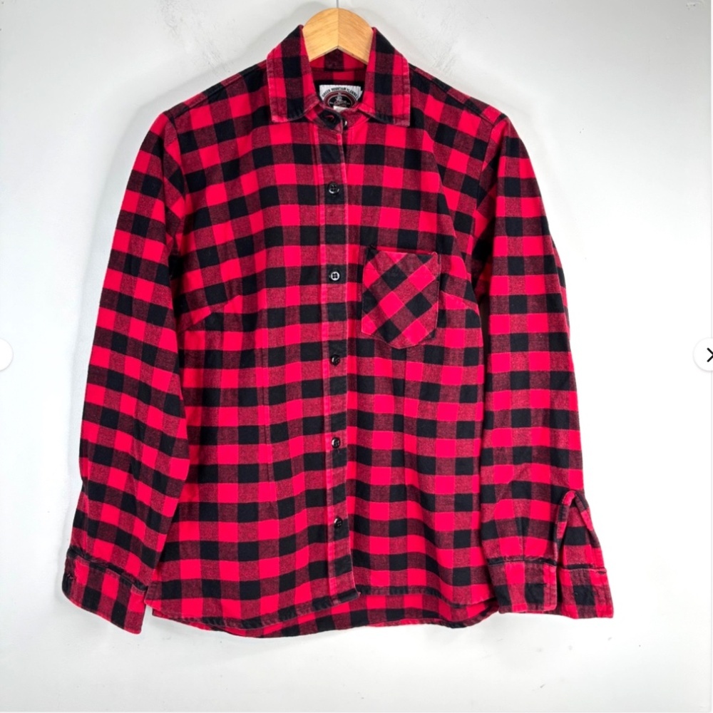 Johnson Woolen Mills Green Mountain Flannel Shirt S Red Buffalo Plaid USA Made